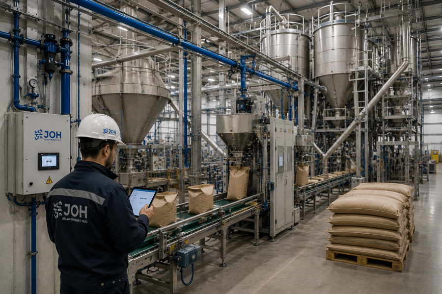 sala de compresores industriales con secador filtros y depósito de aire comprimido
